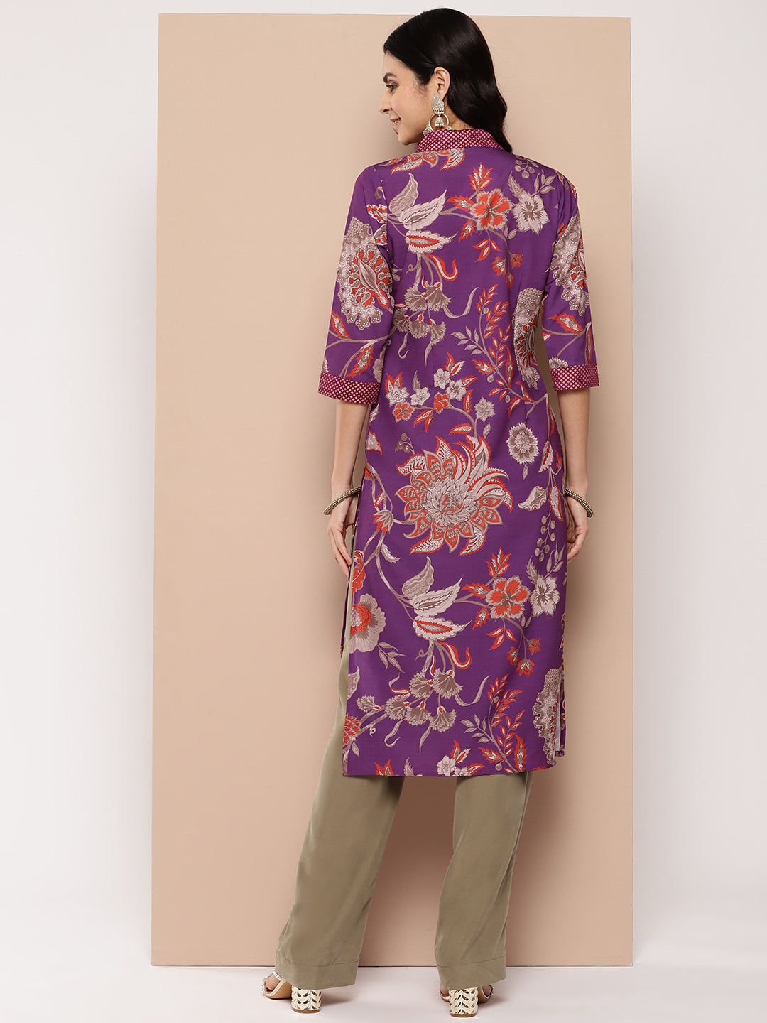 Floral Printed Polyester Indian Kurta for Women | Shop Now!
