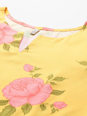 Women's Yellow Fusion Kurta-AHKUCRDP-1158