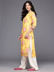 Women's Yellow Fusion Kurta-AHKUCRDP-1158