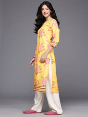 Women's Yellow Fusion Kurta-AHKUCRDP-1158