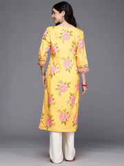 Women's Yellow Fusion Kurta-AHKUCRDP-1158