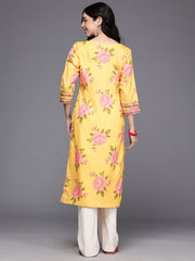 Women's Yellow Fusion Kurta-AHKUCRDP-1158