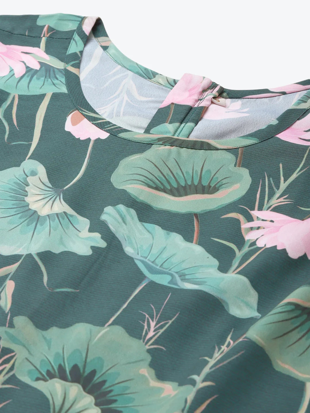 Dark Green Jumpsuit: Floral Printed Trendy Women's Jumpsuits