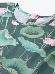 Dark Green Floral Printed Jumpsuit-AHKUCRDP-895-FF