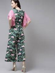 Dark Green Floral Printed Jumpsuit-AHKUCRDP-895-FF