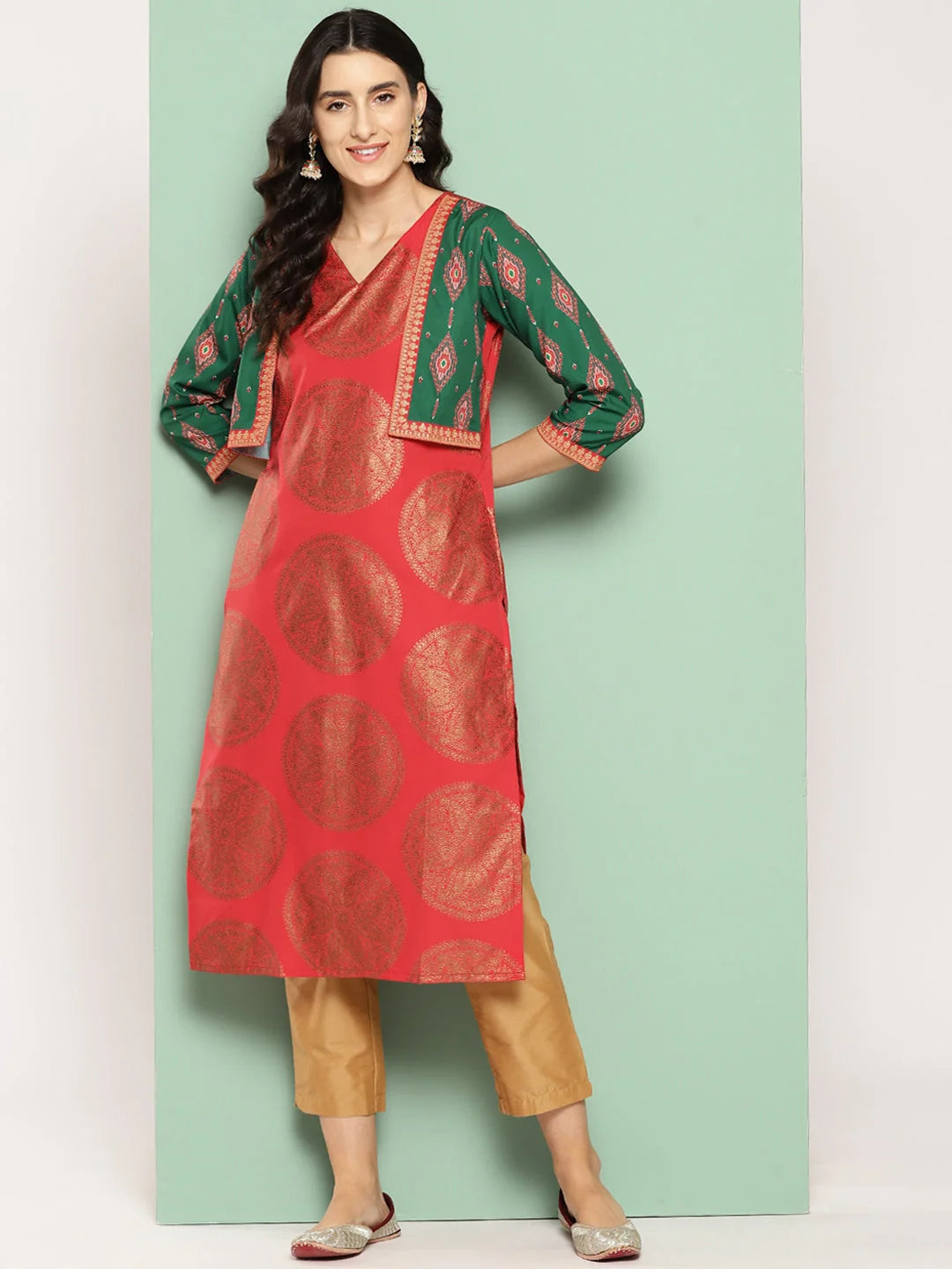 Women's Ethnic Motifs Printed Crepe Kurta | Indian Kurta Sets