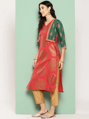 Women Ethnic Motifs Printed Crepe Kurta-AHKUCRDPFP-1098-ICH