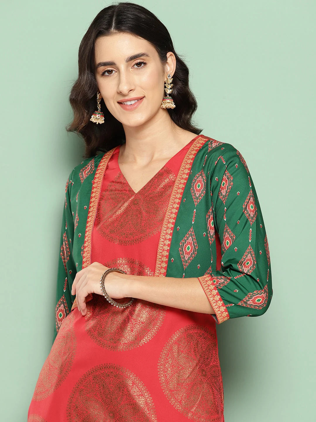 Women's Ethnic Motifs Printed Crepe Kurta | Indian Kurta Sets