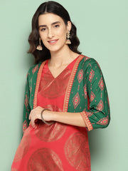 Women Ethnic Motifs Printed Crepe Kurta-AHKUCRDPFP-1098-ICH