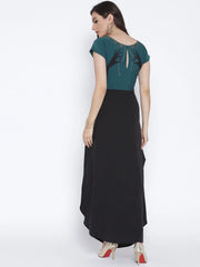 Black & Green Colourblocked A-Line Kurta-AHKUCRFG-701