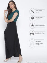 Black & Green Colourblocked A-Line Kurta-AHKUCRFG-701