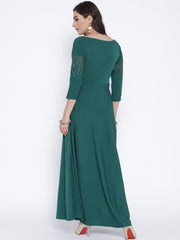 Green Solid Maxi Dress-AHKUCRFG-703