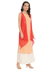 Printed Kurta with Attached Shrug-AHKUCRFP-865