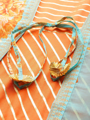 Orange & Gold Ethnic Layered Dress-AHKUCRFP-871