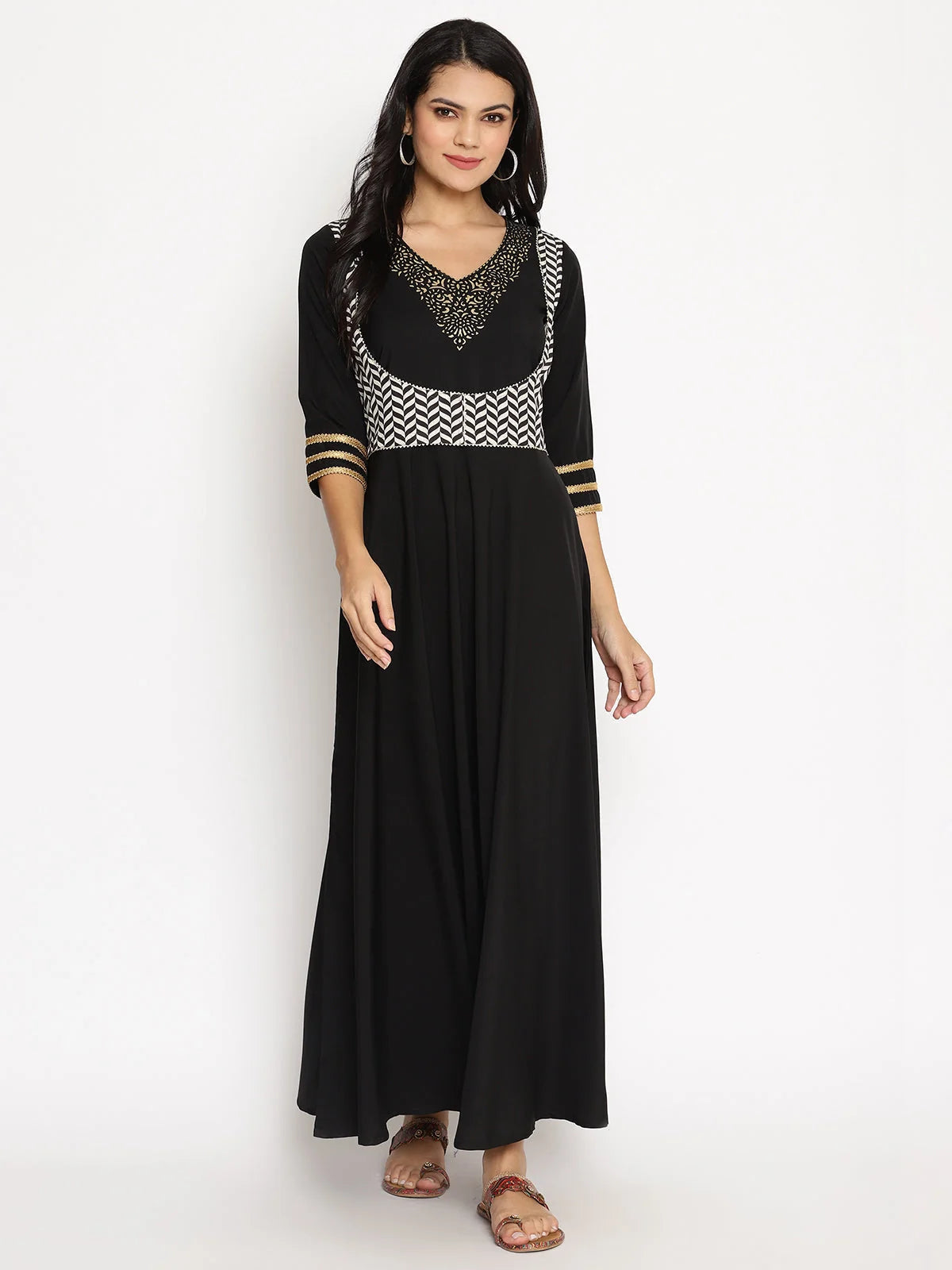 Black Chevron Print Indian Kurta: Modern Indian Kurtas for Women