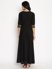 Black Digital Chevron Print Kurta-AHKUCRDPFP-877