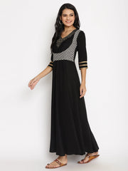 Black Digital Chevron Print Kurta-AHKUCRDPFP-877