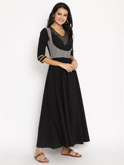 Black Digital Chevron Print Kurta-AHKUCRDPFP-877