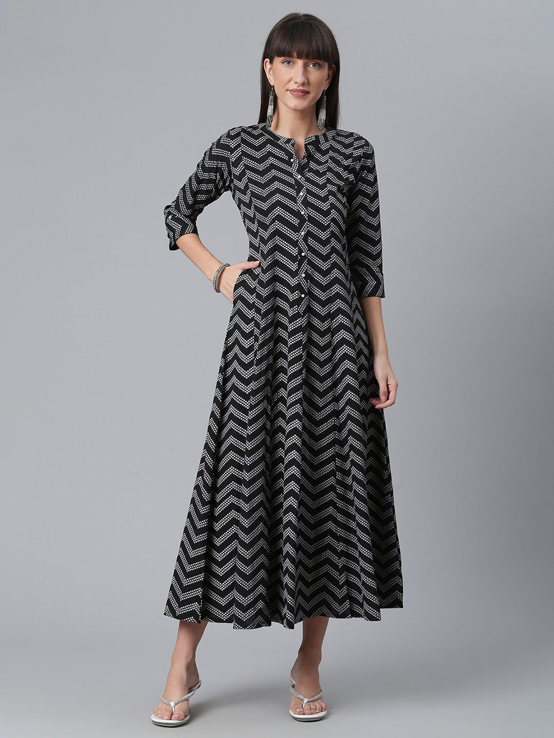 Black & White Printed Indian Kurta | Stylish Indian Kurtis Online