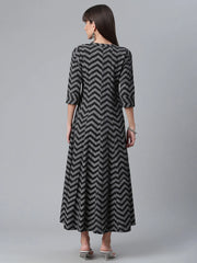 Black & White Printed Kurta-AHKUCRKH-875
