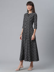 Black & White Printed Kurta-AHKUCRKH-875