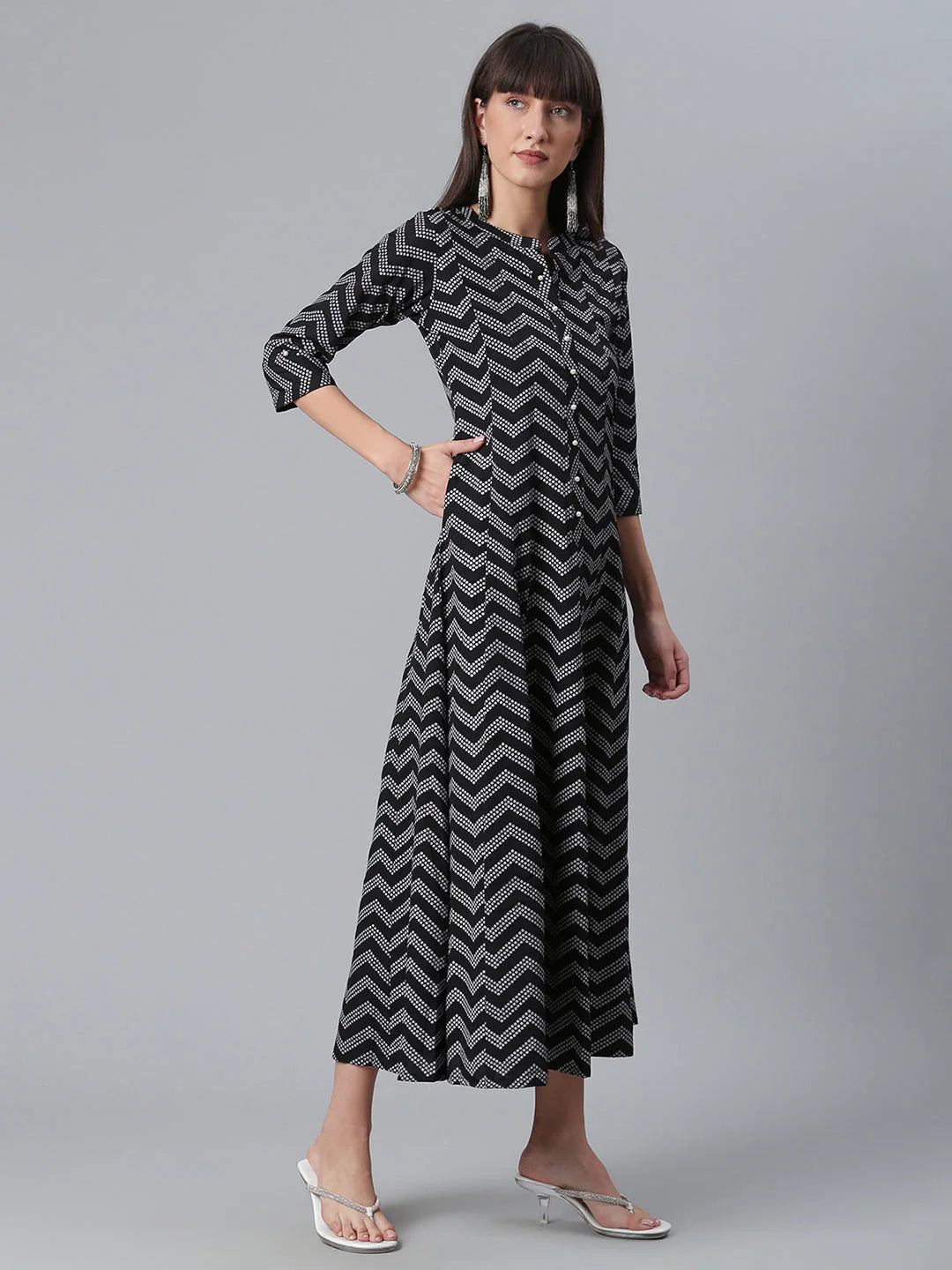 Black & White Printed Indian Kurta | Stylish Indian Kurtis Online