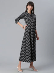 Black & White Printed Kurta-AHKUCRKH-875