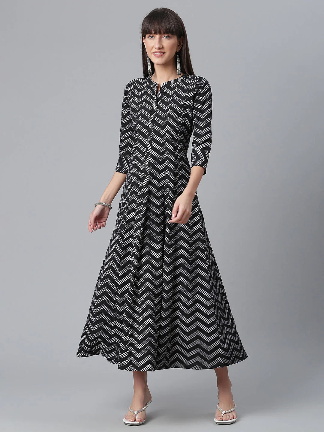 Black & White Printed Indian Kurta | Stylish Indian Kurtis Online
