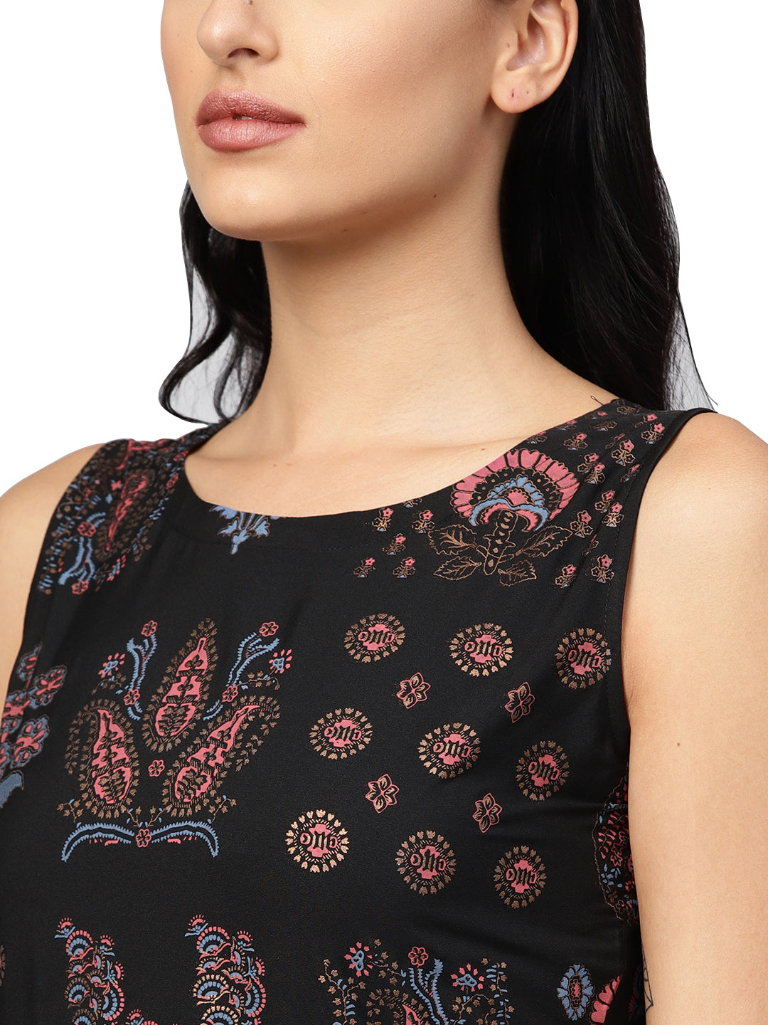 Black Printed Flare Kurta Dress | Modern Indian Kurta Ladies
