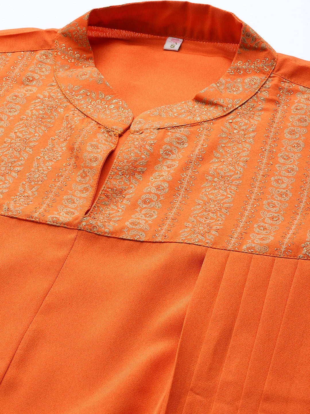 Orange Printed Cowl Neck Indian Kurta - Stylish Indian Kurtis