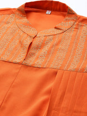 Orange Printed Crepe Cowl Kurta-AHKUCRRG-948-FF