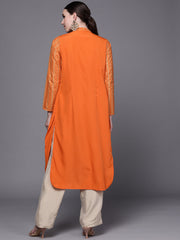 Orange Printed Crepe Cowl Kurta-AHKUCRRG-948-FF