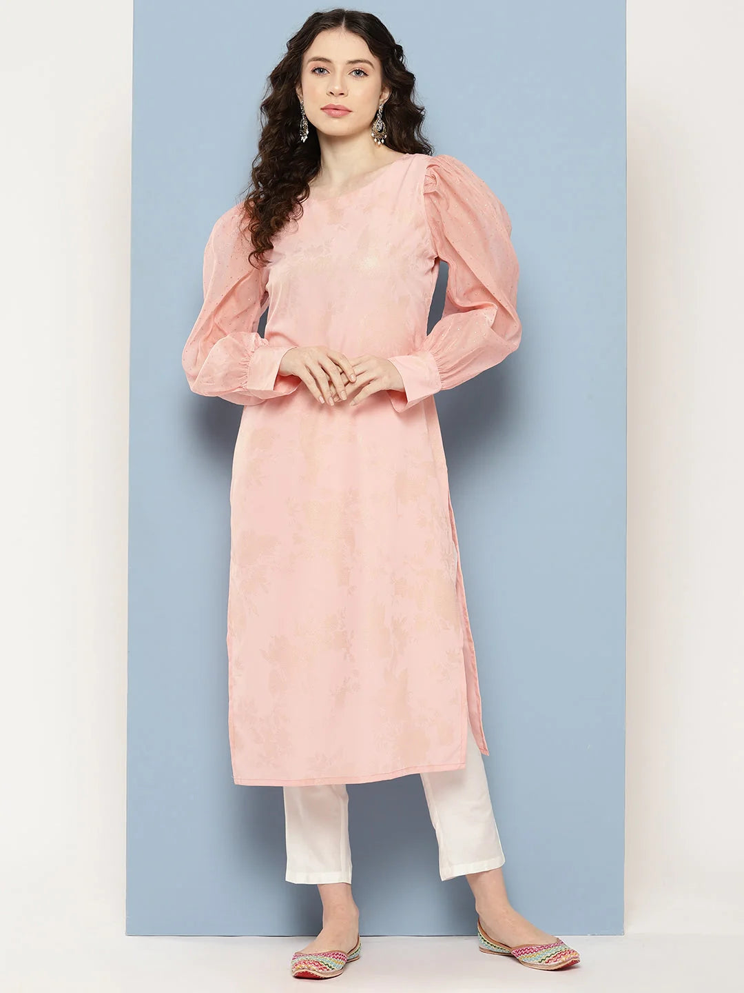 Pastel Floral Printed Indian Kurta - Women's Ethnic Wear Shop