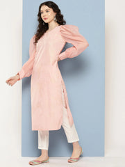 Women Floral Printed Pastels Crepe Kurta-AHKUCRSM-1076-ICH