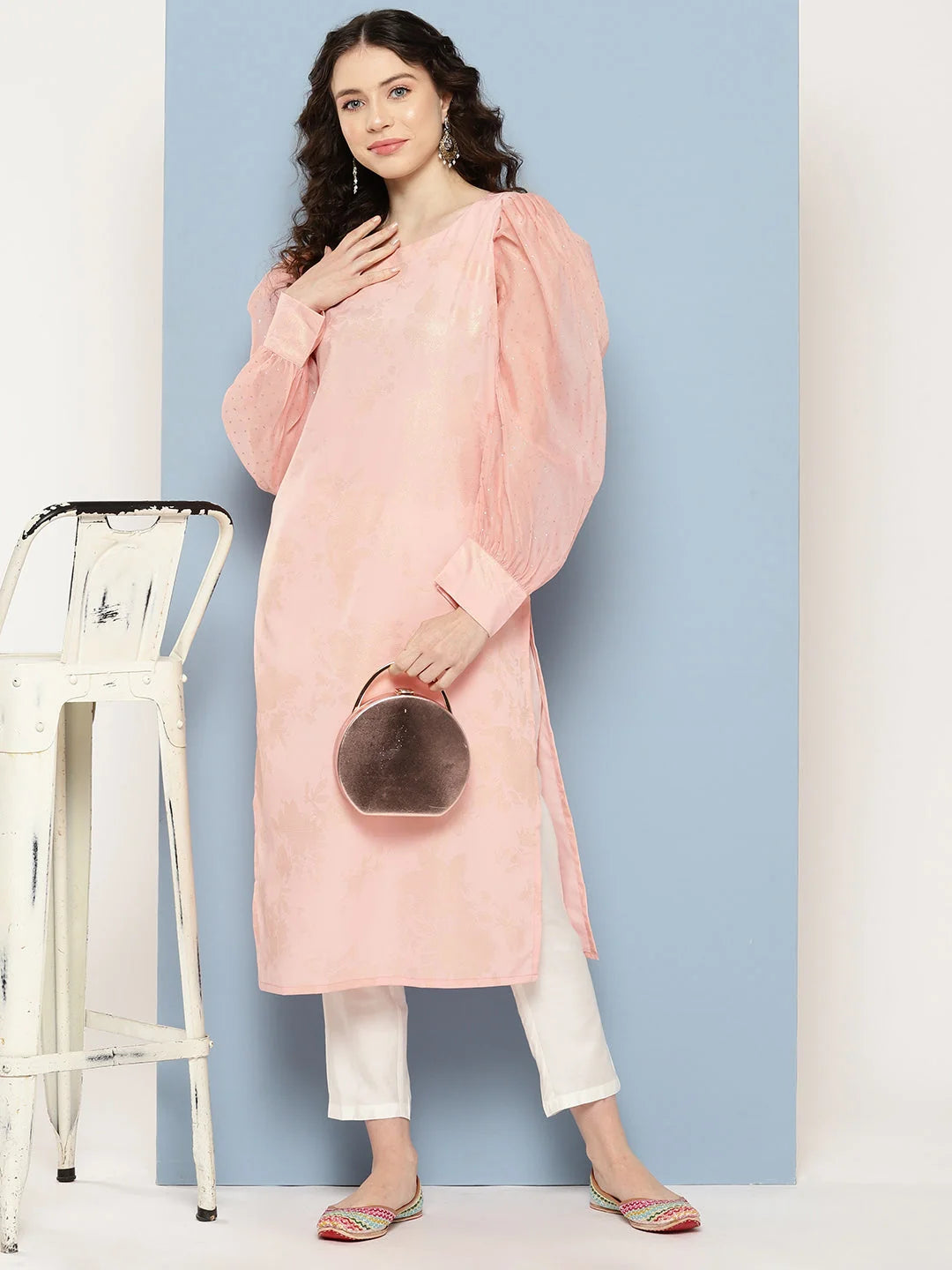 Pastel Floral Printed Indian Kurta - Women's Ethnic Wear Shop