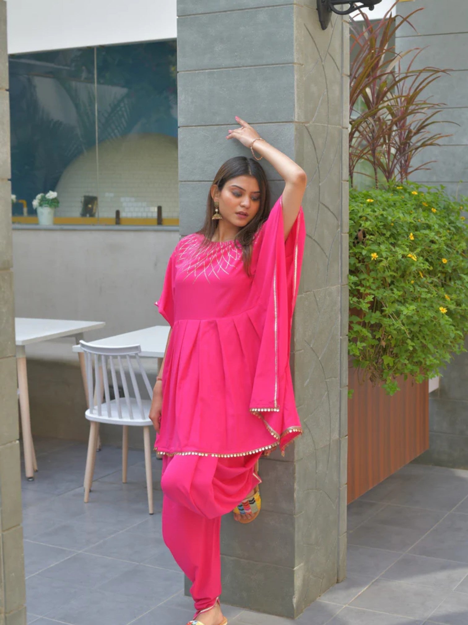 Pink Glitter Printed Dhoti Kurta Set | Women's Dhoti Sets