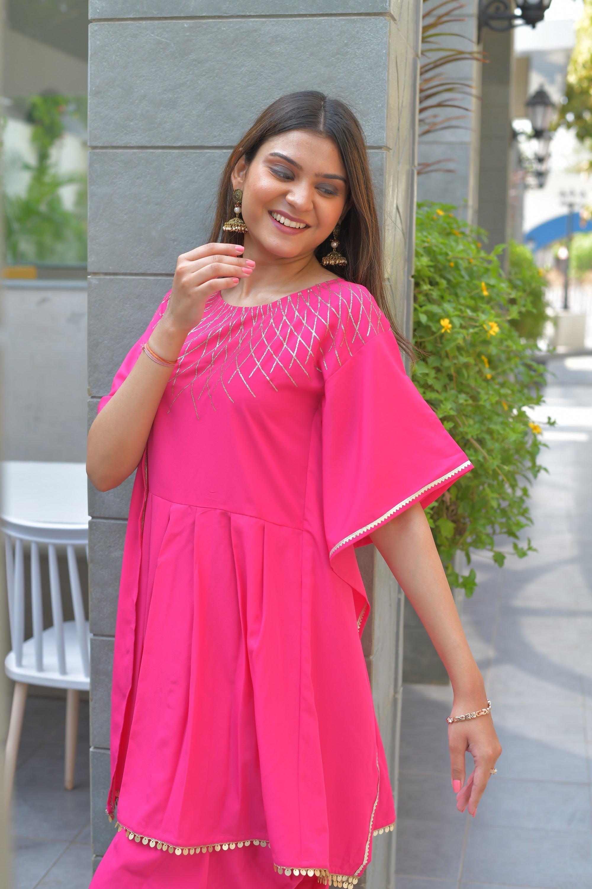 Pink Glitter Printed Dhoti Kurta Set | Women's Dhoti Sets