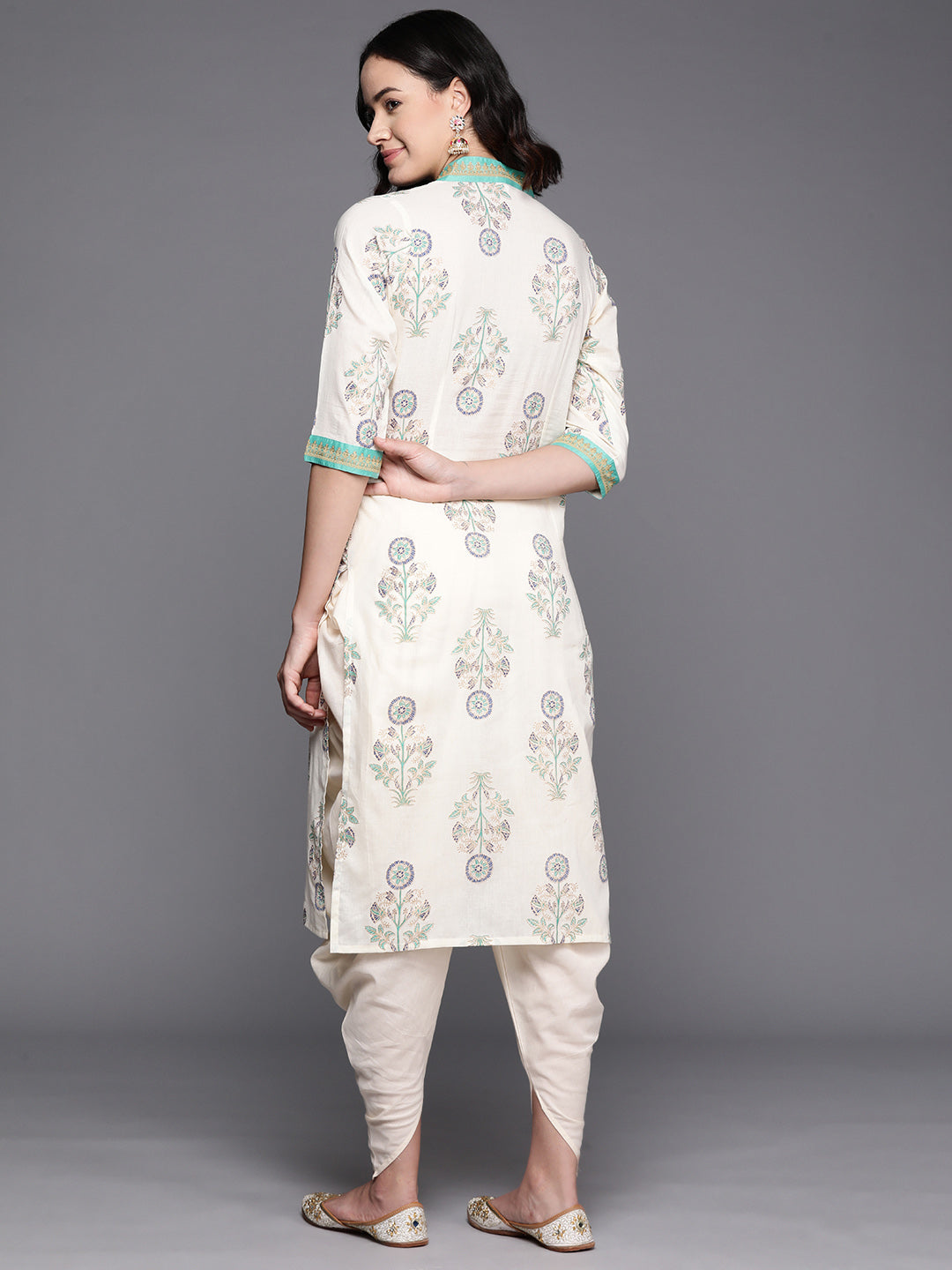 Cotton Dhoti Kurta Set | Floral Print Women's Dhoti Outfit