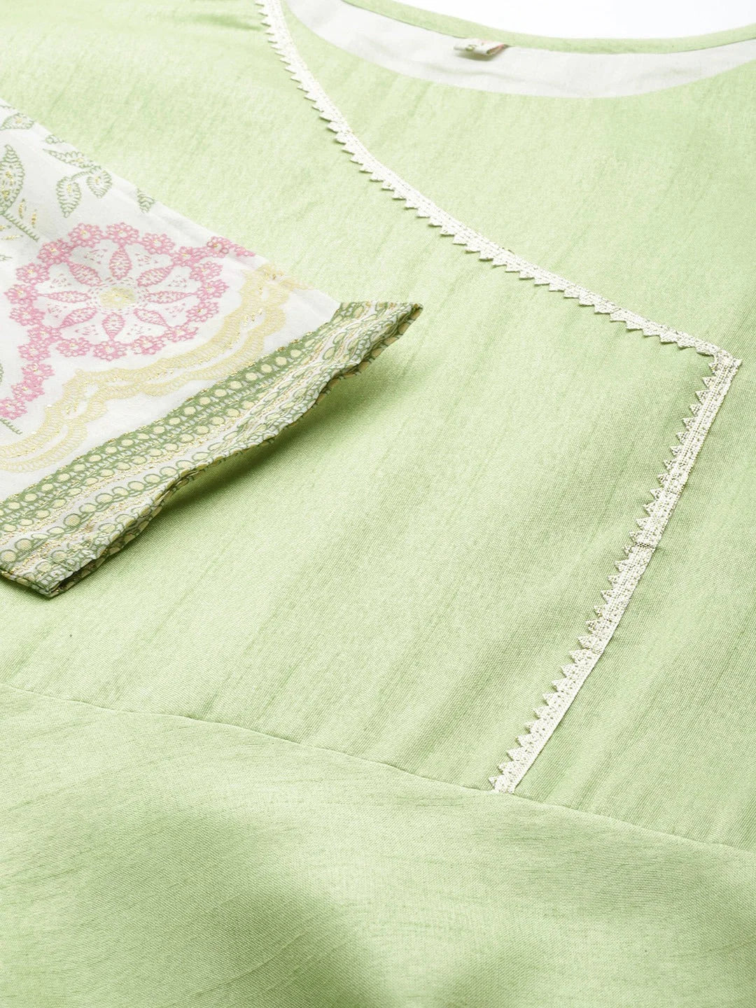 Lime & Blue Angrakha Anarkali Kurti Dress with Dupatta