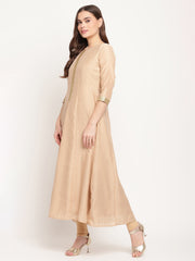 Beige & Off-White Anarkali Kurta with Printed Dupatta-AHKUDU-Combo-57