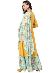 Mustard Yellow Straight Kurta Set with Dupatta-AHKUDU-Combo-136