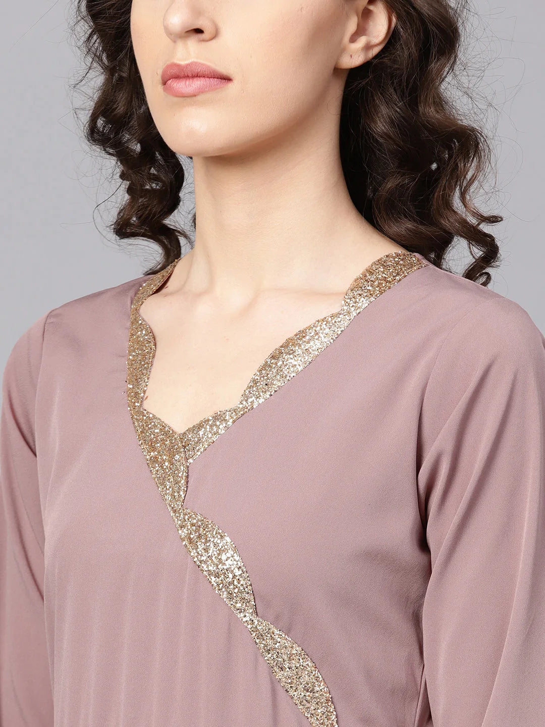 Mauve A-Line Kurta Set | Women's Indian Kurta Sets