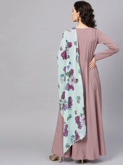 Mauve A-Line Kurta Set-AHKUDU-Combo-142