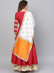 Red Solid Anarkali Kurta With Printed Dupatta-AHKUDU-Combo-207