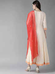 Cream Kurta with Dupatta Set-AHKUDU-Combo-267