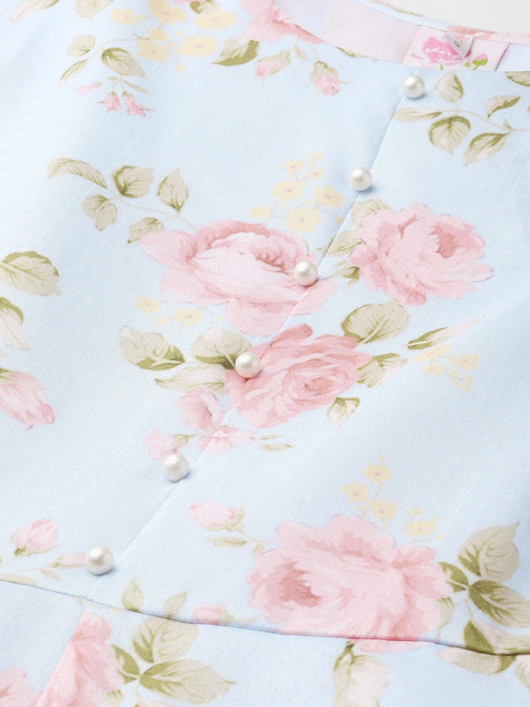 Blue & Pink Floral Anarkali Kurta with Dupatta | Online Shop