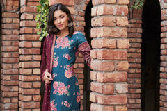 Green & Burgundy Printed Kurta with Churidar & Dupatta-AHKUDUCD-Combo-245