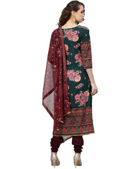 Green & Burgundy Printed Kurta with Churidar & Dupatta-AHKUDUCD-Combo-245