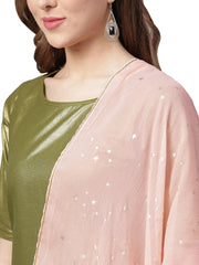 Green Shimmer Cotton Kurta Gharara with Dupatta Set-AHKUDUGH-Combo-101