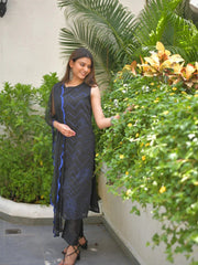 Navy Blue Chanderi Kurta Pant With Dupatta Set-AHKUDUPN-combo-361